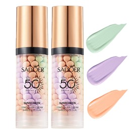 2 PCS Primer for Face Before Makeup,3 in 1 Sunscreen Isolation Cream, SPF 50, One Step Color Corrector Tinted Moisturizer, Blurs Imperfections Oil Control & Moisturizing Skin Tone Correcting