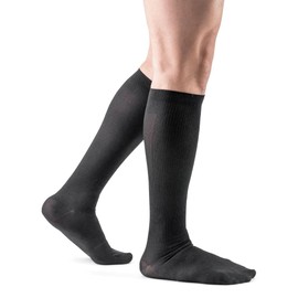 Actifi 15-20 mmHg Knee High Sheer Compression Dress Socks for Men, Closed Toe, Breathable Fabric - Best for Athletic Running, Cycling and Fatigue Relief - Small, Black