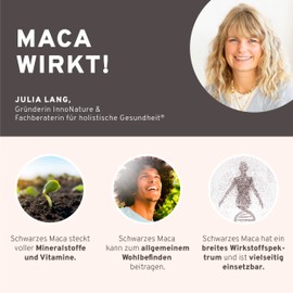 InnoNature Organic Black Maca Extract Capsules | Pure Natural Ingredients | 90 Capsules, 440 mg Black Maca Extract Per Capsule | Gluten Free, Vegan, Vegetable Based