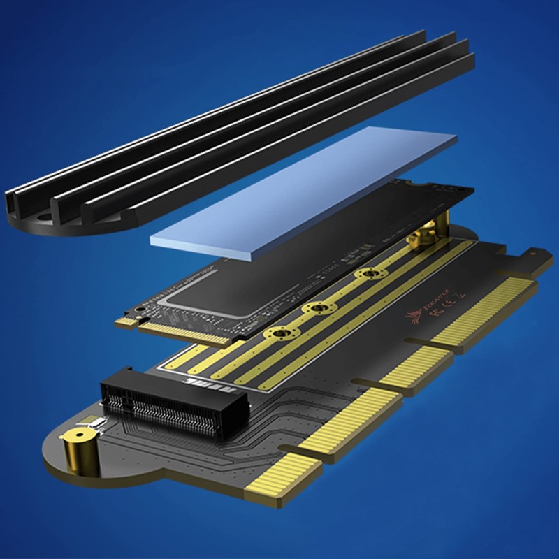 M.2 SSD Adapter PCIe x16 x8 x4 with Heatsink and