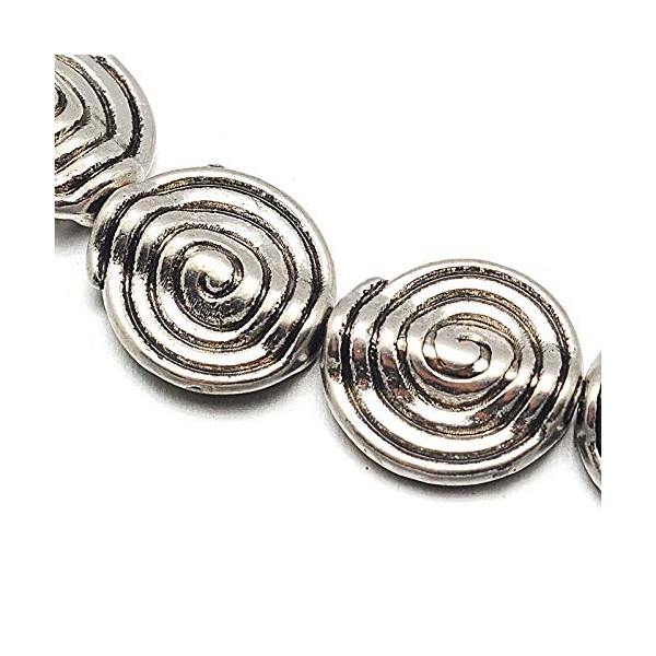 Parti intermedie tibetane in argento, 11 mm, 19 pezzi, a spirale, 1 filo di perle intermedie per il fai da te, gioielli