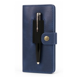 The Antiq Leather Cheque Book Cover, Checkbook Holder, Wallet, Register Case, Executive Case for Men & Women (Blue)