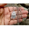 Spanish Version Miraculous Medal, 1 1/8 Inch, 30" Stainless Steel