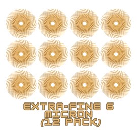 Dedeco Sunburst Radial Bristle Discs - 3”(76mm) Dia, TC Bristle, 3/8”(9mm) Arbor - Precision Cleaning Buffer Polisher Rotary Tool Accessories, Extra-Fine 6 Micron Grit, Aluminum Oxide -12 Pack