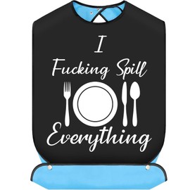 BWWKTOP I fu*king Spill Everything Adult Bibs With Crumb Catcher Adjustable Dining Clothing Protectors For Adults (fu*king 2 Spill)