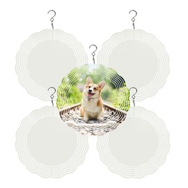 CHONOVO 5 Pack Sublimation Wind Spinner Blanks 8 Inch Wind Spinners Sublimation Blanks 3D Aluminum Metal Wind Spinners for Yard and Garden Indoor Outdoor Window Porch Front Door Decoration Round