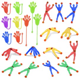 Ainiv 30Pcs Novelty Sticky Stretchy Toys Set, 15PCS Sticky Window Crawler Men+ 15PCS Sticky Hands, Stretchy Sticky Wall Climbers Window Crawler Toys Party Bag Fillers for Party Favor Home Kids Gift