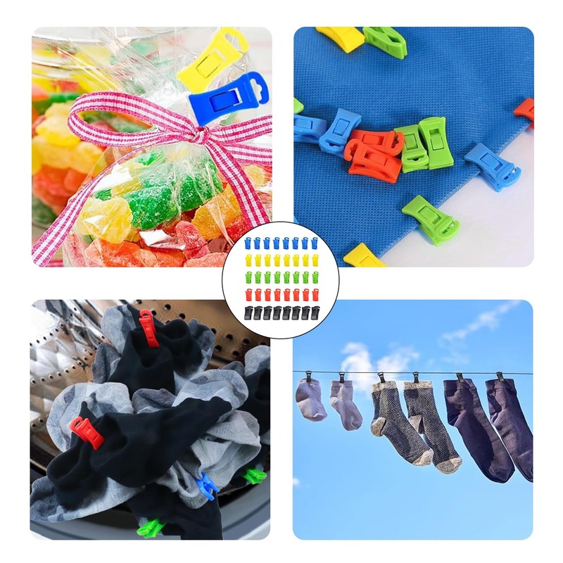 Pack of 40 sock clips for washing machine and dryer,