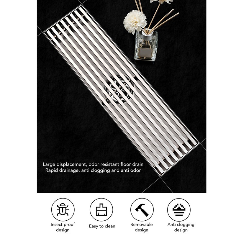 Linear Shower Drain Stainless Steel Odor Resistant Rectangular Floor Drain