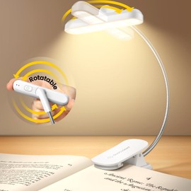 Glocusent Rotatable Book Light: 22 Led Rechargeable Book Light for Reading in Bed with Timer - Eye Caring 3 Color Temperatures, Stepless Dimming, 100Hrs Runtime Clip on Reading Light for Book Lovers