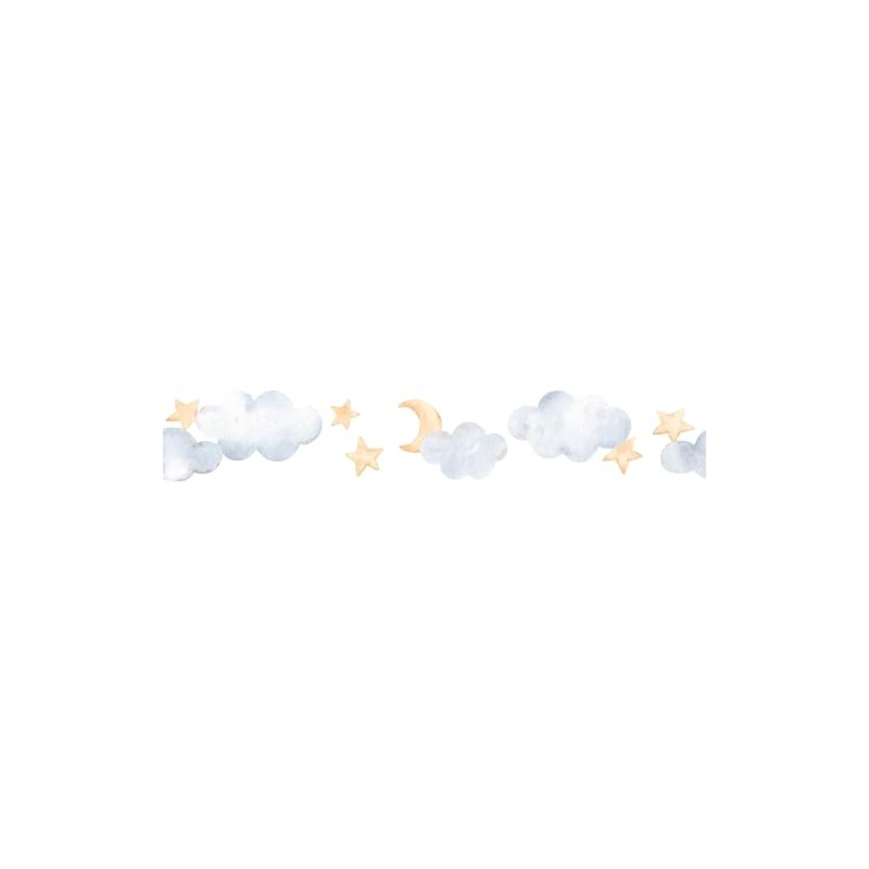 Arte cubiko Cenefa adherible nubes, luna y estrellas recámara infantil