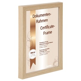 Hama Wooden Picture Frame "Waves" 21 x 29.7 cm (Photo Frame, Portrait Format, Landscape Format, for Hanging, Standing, Picture Format DIN A4) Oak, brown