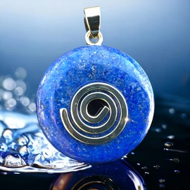 Steinfixx® - Premium Lapis Lazuli Donut Optional Necklace with Silver or Gold Pendant and 80 cm Leather Cord Healing Stone Gemstone Chakra Stone, Crystal Gemstone Crystal gemstone Lapis Lazuli, Lapis