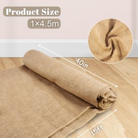 40 inches X 15 FT Natural Burlap Fabrics Plant Covers Freeze Protection,Winter Frost Plant Blankets,Tree Wraps Rolls Tree Trunk Protectors,Gardening Burlap Rolls for Decorations, Outdoor Weddings