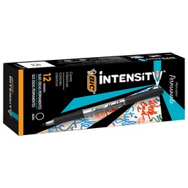 BIC, Marcador Permanente de Punto Fino con Grip, Marca Diferentes Superficies, Marking, Tinta Color Negro, 12 piezas