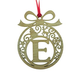 Laser cut Christmas tree bauble decoration: Letter E