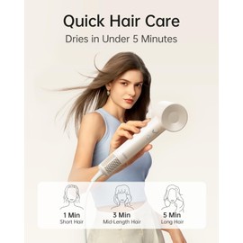 Laifen SE Lite Hair Dryer, Negative Ionic Blow Dryer with 10W RPM Brushless Motor for Fast Drying, High-Speed Low Noise Thermo-Control Hairdryer with Lightweight Design for Home/Portable Travel