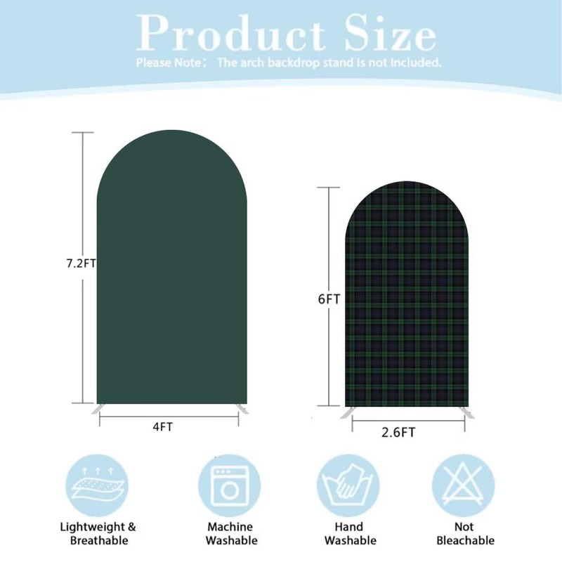 Aerdce Set of 2 (7.2ft, 6ft) Tartan Plaids Arch Backdrop