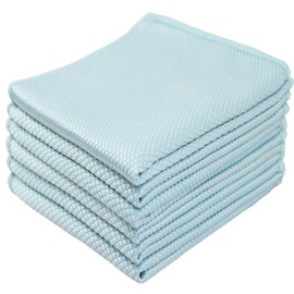 HIDMD Microfibre Cleaning Cloths Fish Scale Cloths Lint free Towels Polishing Cloths for Dishes Glasses Car Windows Mirrors Screen TV Tablets Camera 30CM X 30CM 6 PACK Blue