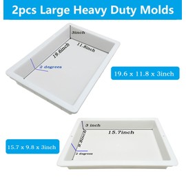 2Pcs Extra Large Reusable Epoxy Resin Table Mold 19x11x3 inch 15.7x9.8x3 inch Rectangles Epoxy Resin Molds for River Table, Coffee Side Table, Cutting Board, Charcuterie Board, Art Panel