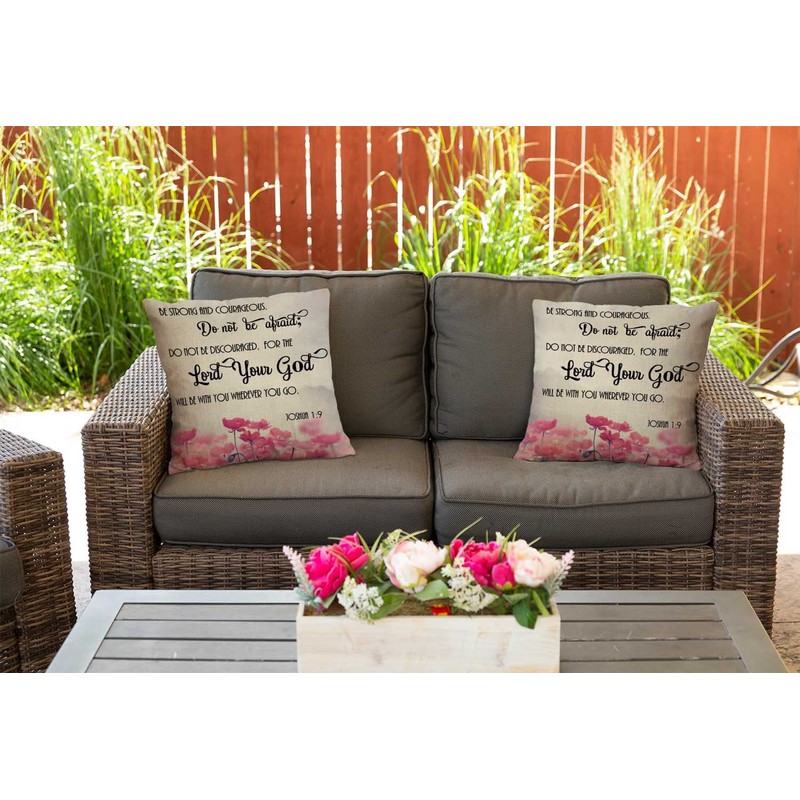 Nphuriy Pink Flowers Pillow Cover 16x16 Inch Christian Bible Verses