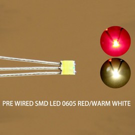 Evemodel DT0605RWM-20N-EU Bi-Colour SMD LED Red / Warm White 0605 + Micro Braid 20 cm Pack of 20
