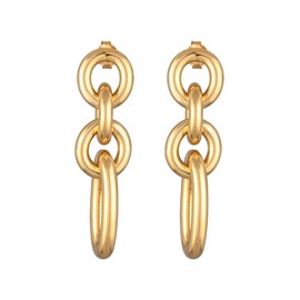Elli Women's Earrings Link Chain Element Gold Colour, Brass, No gemstone.
