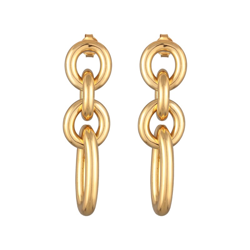 Elli Women's Earrings Link Chain Element Gold Colour, Brass, No