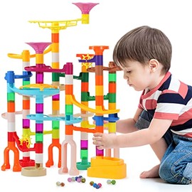 Ifollower Marble Run, 150Pcs Mable Track Race Toys for Kid, Upgrade Marble Maze Game Building Blocks STEM Learning Toy, Birthday for Boys Girls Aged 3-12