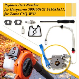 125B Carburetor for Husqvarna 125B 125BX 125BVX Jonsered B2126 Leaf Blower Trimmer Zama C1Q-W37 Carb 590460102 545081811 581798001 545112101 Engine with Air Filter Fuel Line Kit