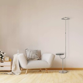 LED Floor Lamp Wireless Charging and Table Top Shelf Tall Standing Silver Lamp