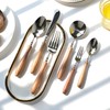 Uniturcky 16 PCS Stainless Steel Flatware Set with Wood Handle,