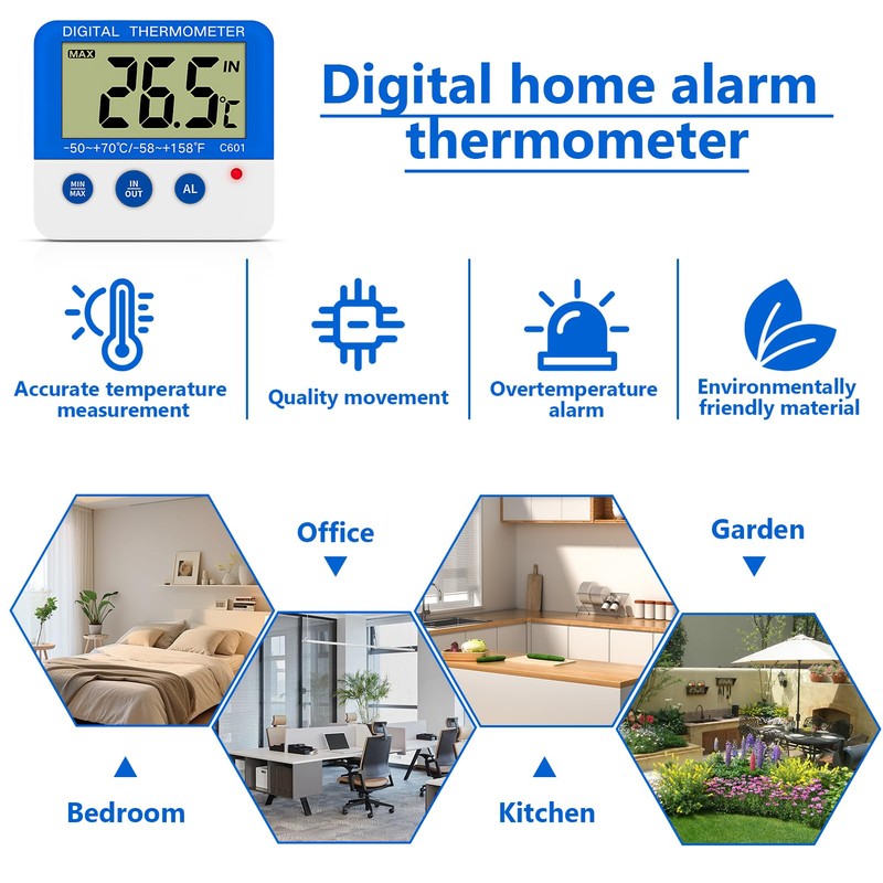 Digital Freezer/Fridge Thermometer with Magnetic Mount and Stander Digital Thermometer