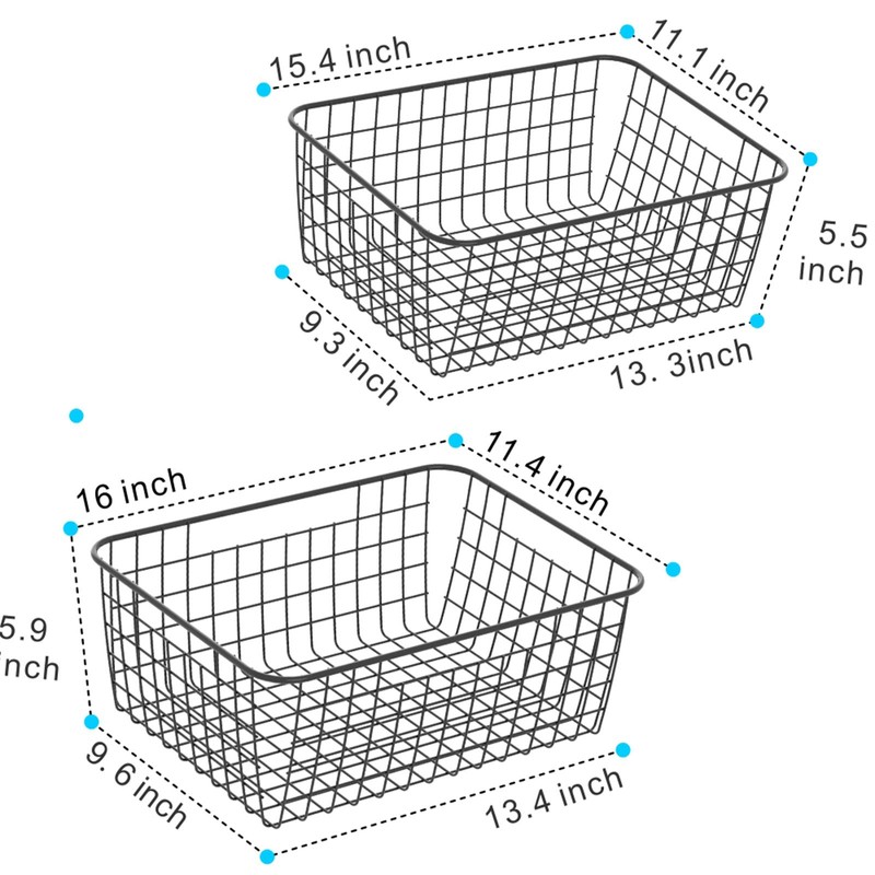 Wire Storage Baskets, iSPECLE 4 Pack Metal Wire Basket Large