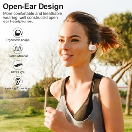YMOO Open Ear Wireless Bluetooth 5.2 Headphone for Running, IPX4 Water/Sweatproof Swimming Headset,10H Playtime, Low Latency, HiFi Air Conduction Earbud with Dual-mic for Workout/Trekz (Orange)