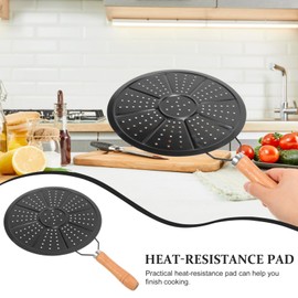 Cabilock 2pcs Wooden Handle Thermal Insulation Pad, Heat Diffuser Reducer Flame Guard Simmer Plate, Gas Stove Simmer Pad, Heat Resistant Hot Pots Pans Mats for Kitchen Baking
