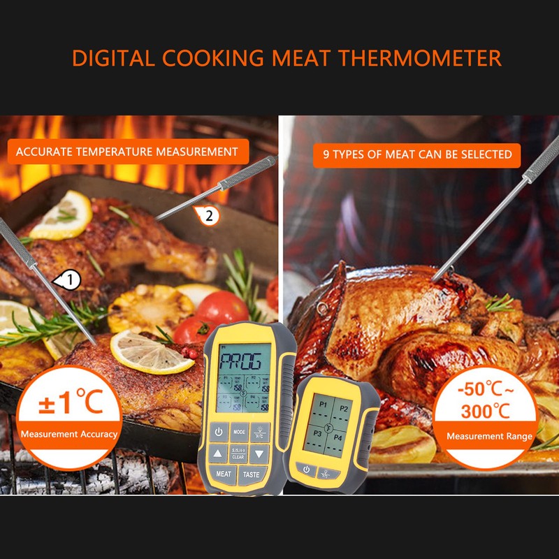 Digital Cooking BBQ Thermometer ABS Wireless Oven Food Smoker Thermometer