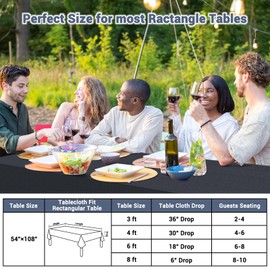 SWGIEEI Black Paper Tablecloth for Rectangle Tables 5 Pack, 54''×108'' Disposale Table Cloth for 3-9 Ft Tables, Paper & Plastic Party Table Cover for Birthday, Outdoor, Wedding, Banquet