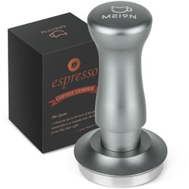 MEION Espresso Tamper 49mm Coffee Tamper, Calibrated Dual Spring Loaded Barista Tamper with Stainless Steel Base, Comes with aluminum storage pad (49MM, Silver)