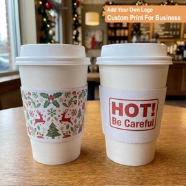 White Coffee Sleeves For 10 to 20 oz. Cups (450 Pack) - Disposable Corrugated Cardboard Paper Jacket For Better Grip, Hot Cold Drinks Holder, Chocolate Milk Tea Beverage Insulator, Hand Protection