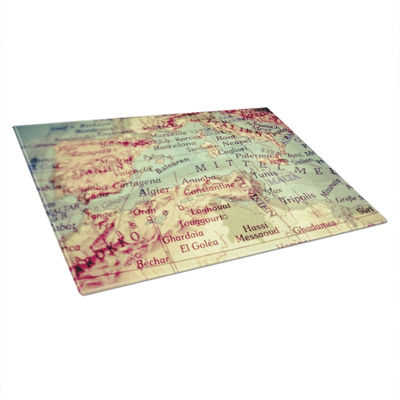 Kitchen Chopping Board Glass - Globe World Map (1) -