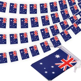 Australia String Flag Pennant Banner, Small Mini Australian Flags Bunting Banner, National Country Decoration for School, Party, Sports Events, Patriotic Festival, 33 Feet 30 Flags