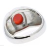 jkc Red Agate Ruby Simulated Stone Cz Accented Stainless Steel