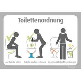 immi 4 x large toilet organisation, grey, large (DIN A4) stickers for men and women