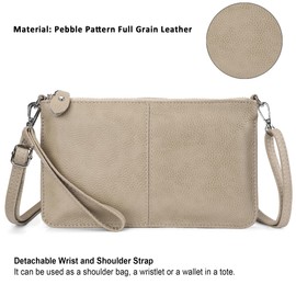 befen Genuine Leather Wristlet Clutch Purses and Handbags Phone Bag Envelope Crossbody Bags for Women, Small Cross Body Bag Women with Adjustable Shoulder Strap-Vintage Pale Beige
