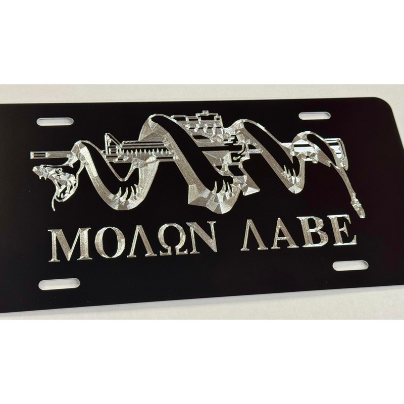 Engraved Molon Labe Second Amendment Car Tag Diamond Etched Vanity