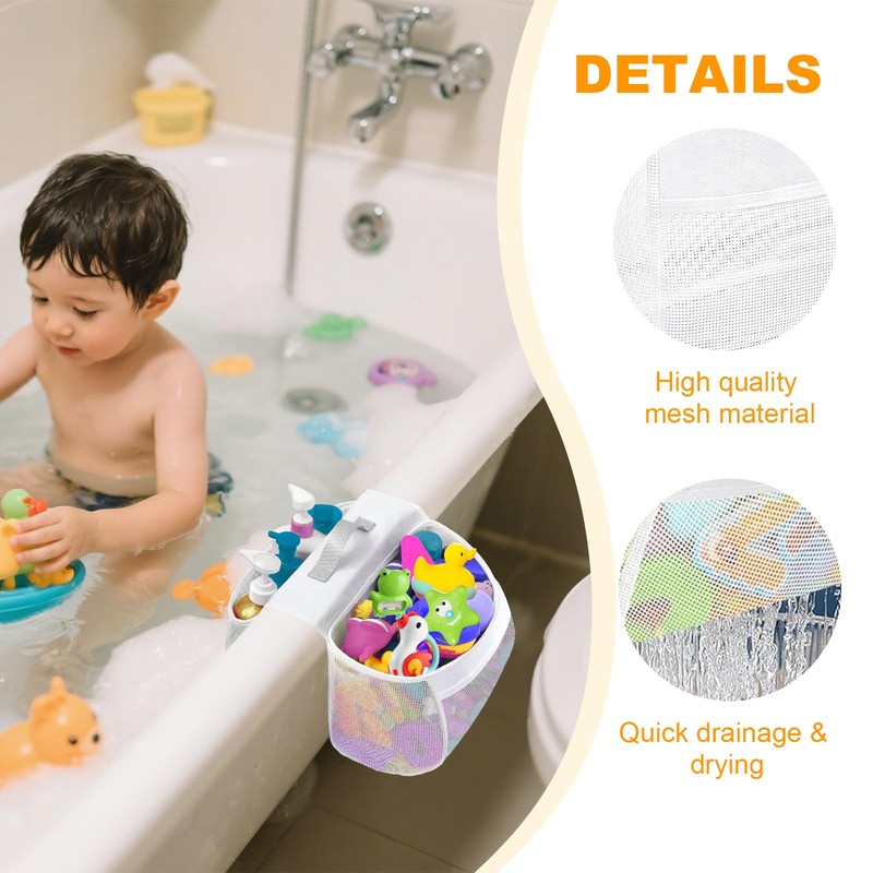 Starward Bath Toy Storage with 4 Hooks, Bathroom Toy Storage,