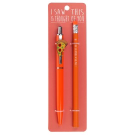 Stands Out, Supplying Outstanding Gifts Pizza Slice Pen and Pencil Set Kids Charm Topper School Stationary Kits Gift
