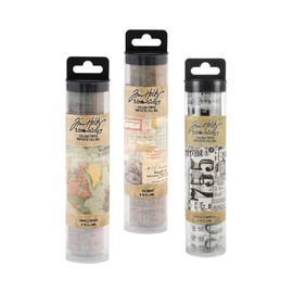 Tim Holtz Idea-Ology Collage Paper Rolls - Document, Travel and Typeset - Bundle of Three Rolls