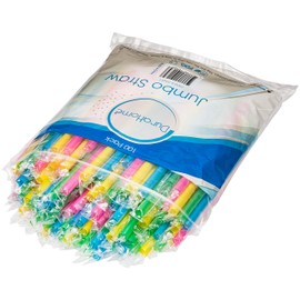 Jumbo Smoothie Straws Extra Wide - Individually Wrapped 100 Pack, BPA Free Milkshake Straw 0.47" Multi Colored Large Disposable For Boba Tea, Extra Durable Thick Restaurant Quality - by DuraHome